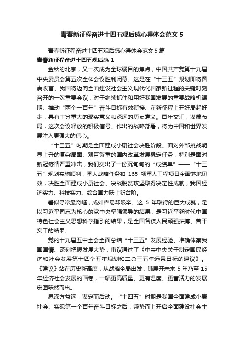 青春新征程奋进十四五观后感心得体会范文5