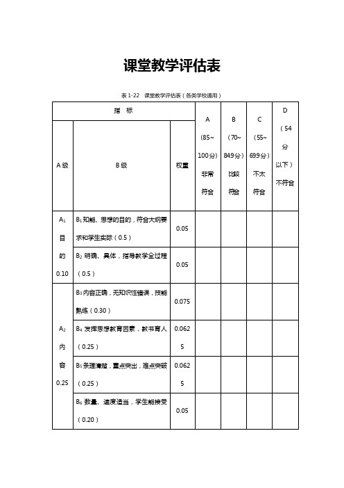 课堂教学评估表