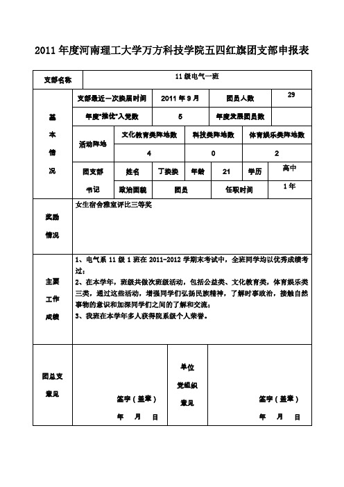 五四红旗团支部申报表