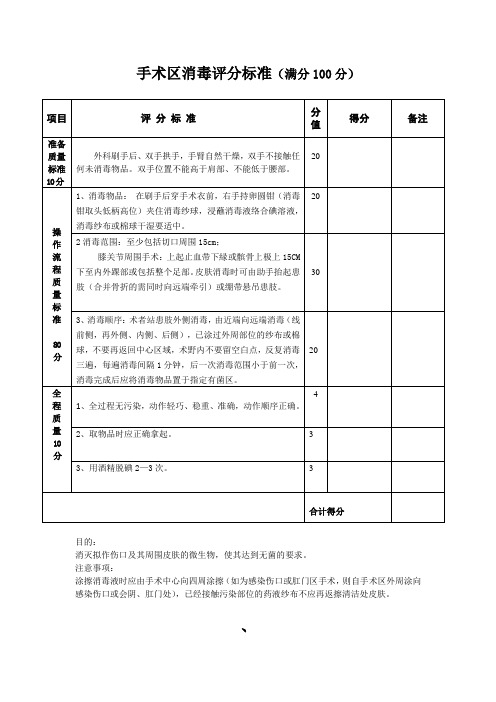 消毒铺巾评分标准