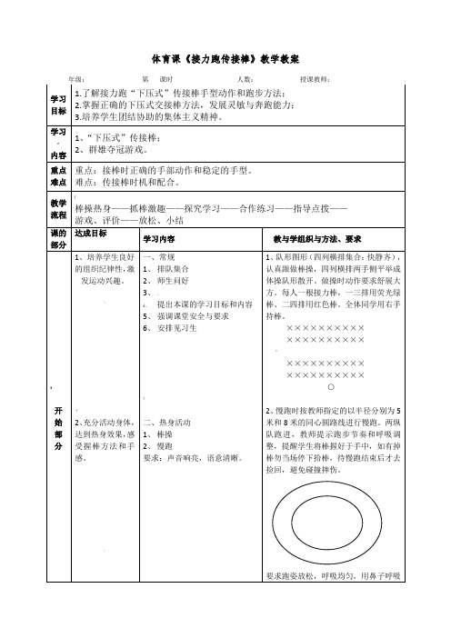 体育《接力跑传接棒》教学教案