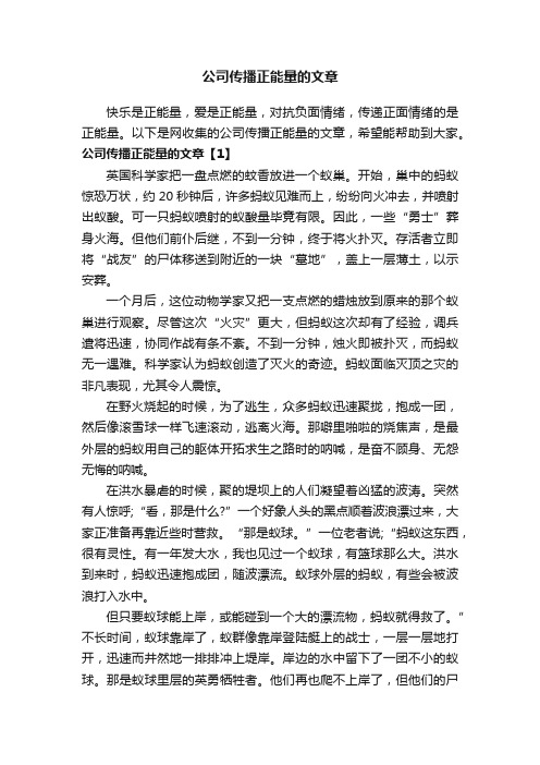 公司传播正能量的文章