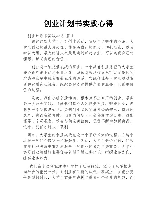 创业计划书实践心得