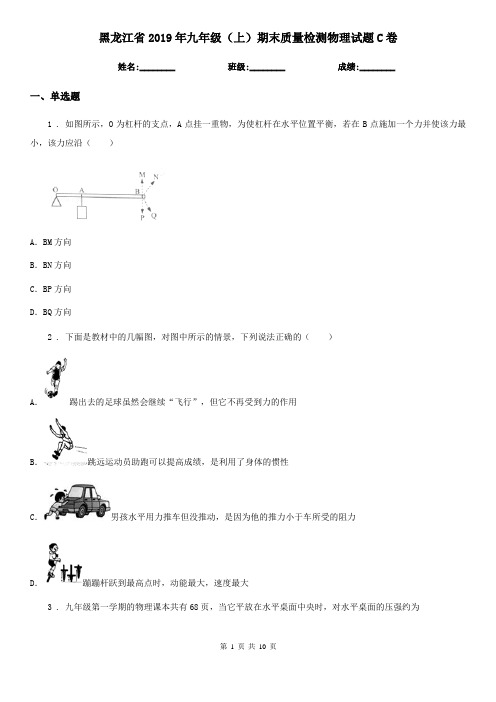 黑龙江省2019年九年级(上)期末质量检测物理试题C卷