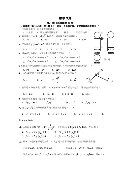 福建职业高中数学对口升学高考复习模拟试题一(含答案)