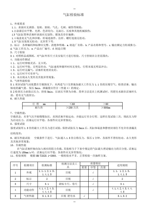 气缸检验标准