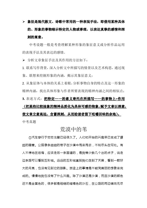 分析象征手法及其作用教师版07