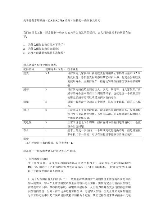 关于惠普常用硒鼓加粉疑问