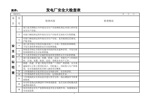 发电厂安全大检查表