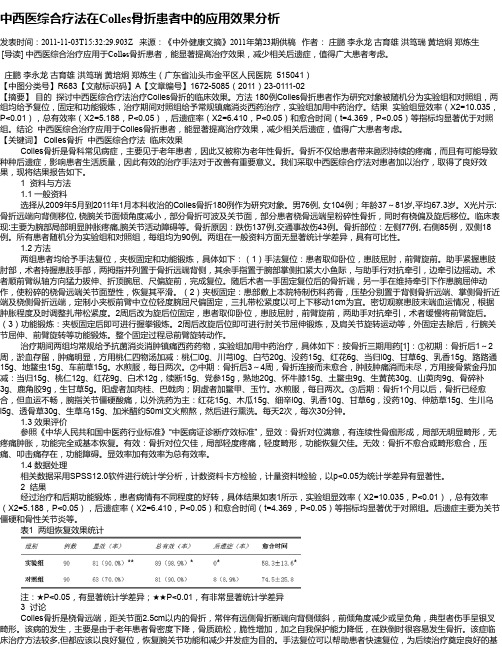 中西医综合疗法在Colles骨折患者中的应用效果分析