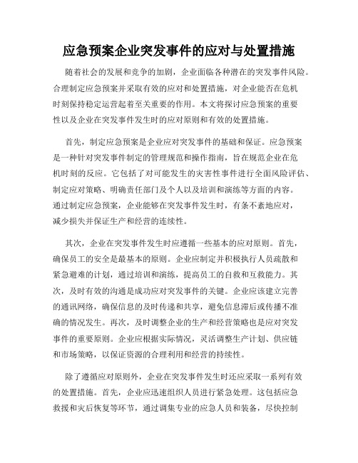 应急预案企业突发事件的应对与处置措施