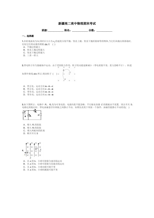 新疆高二高中物理期末考试带答案解析
