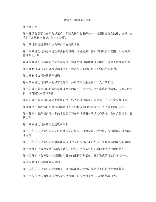 矿业公司防洪管理制度