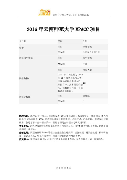 2016年云南师范大学MPACC项目