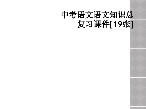 中考语文语文知识总复习课件19张