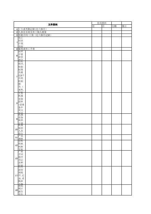 验厂资料文件清单