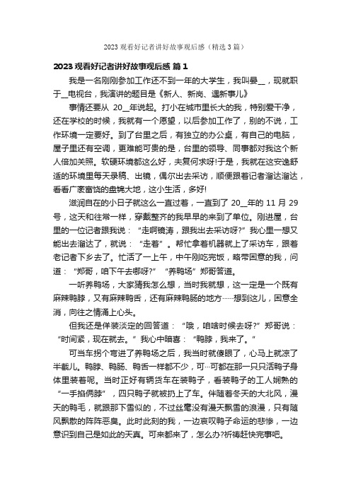 2023观看好记者讲好故事观后感（精选3篇）