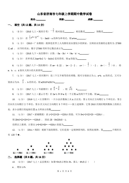 山东省济南市七年级上学期期中数学试卷