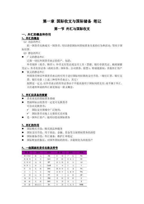 国际金融 第一章 国际收支与国际储备 笔记