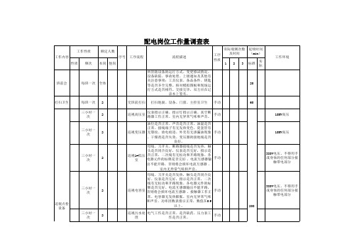 配电岗位工作量调查表