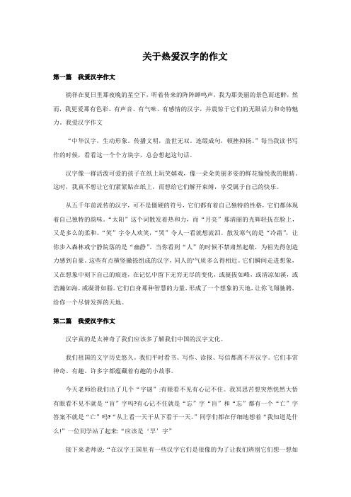 关于热爱汉字的作文