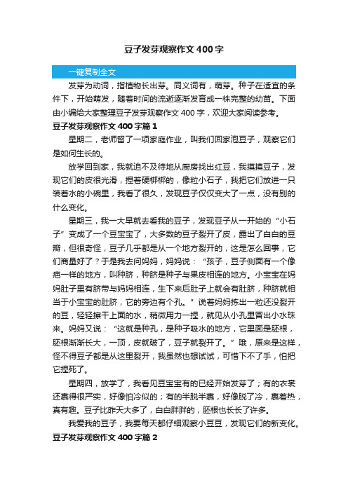 豆子发芽观察作文400字10篇