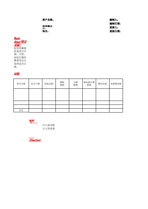 资产审计底稿模板-长期待摊费用(含附属全套EXCEL表)