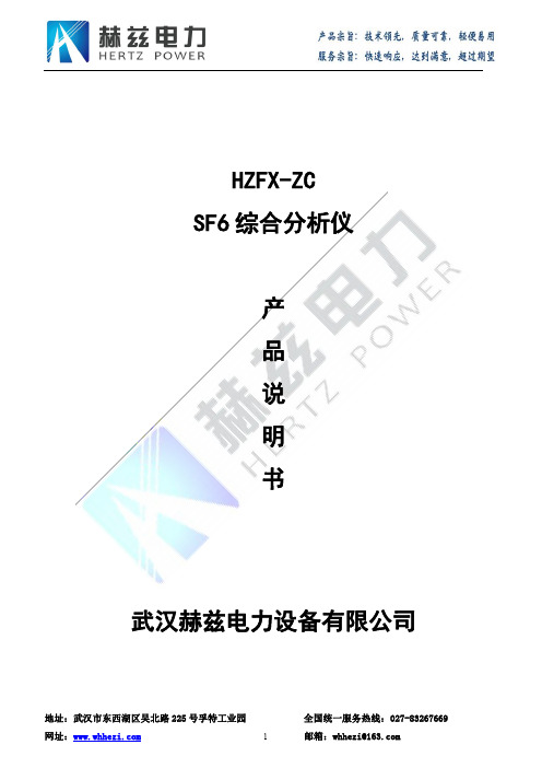 HZFX-ZC SF6综合分析仪 产品说明书