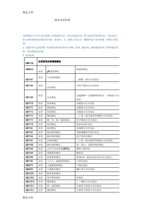 (整理)渔业水质标准