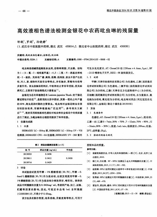 高效液相色谱法检测金银花中农药吡虫啉的残留量