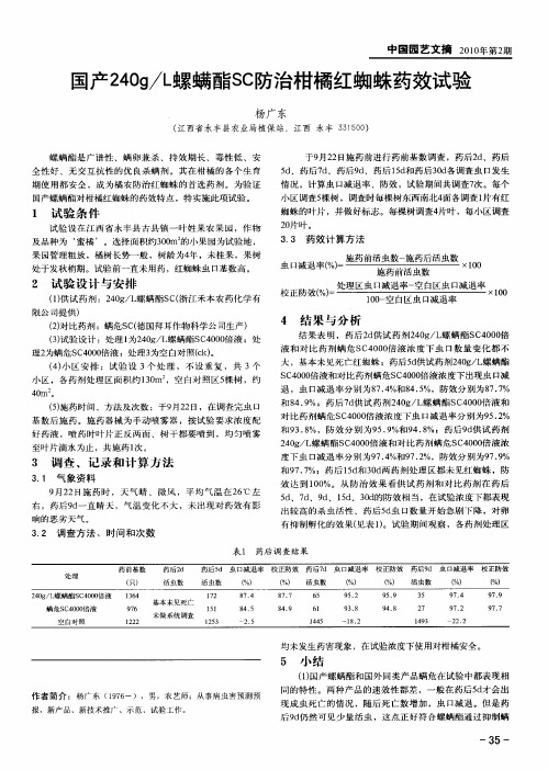 国产240g／L螺螨酯SC防治柑橘红蜘蛛药效试验