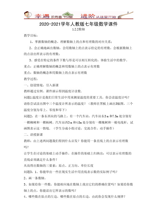 2020-2021学年人教版七年级数学课件:1.2.2数轴