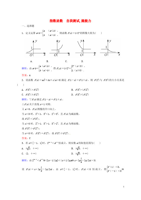 吉林省舒兰市第一中学2016届高三数学上学期专题2.6指数与指数函数自我测试