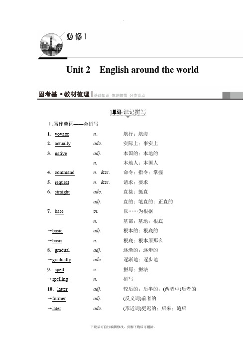 2021高考人教版英语一轮复习讲义：第1部分 必修1 Unit 2 English around t