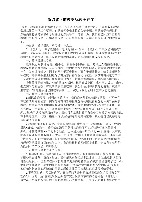 新课改下的教学反思 王建宇