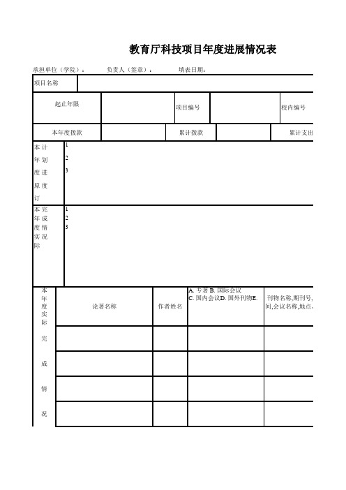 教育厅科技项目年度进展情况表