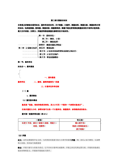 第5课时 第二章 计量综合知识 第一节 量和单位概要