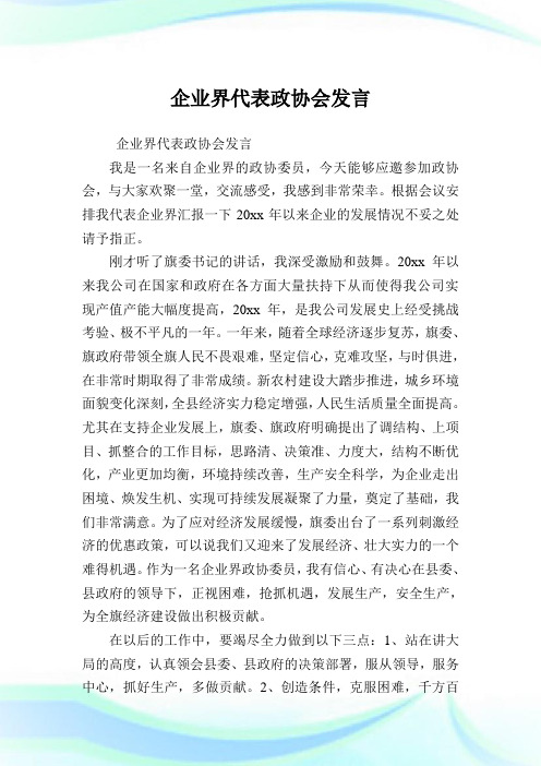 公司界代表政协会发言.doc