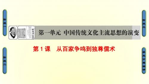 2017-2018学年高中历史(北师大版必修三)同步课件：第1单元 第1课时 从百家争鸣到独尊儒术