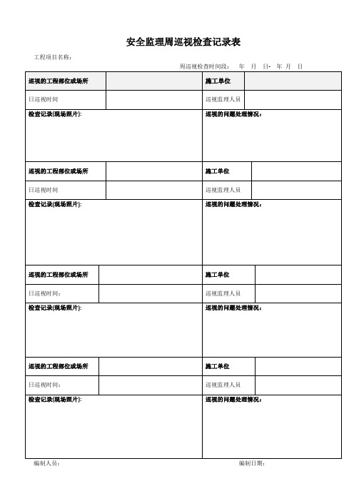 安全监理周检查记录表