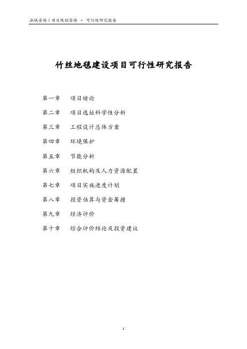 竹丝地毯建设项目可行性研究报告