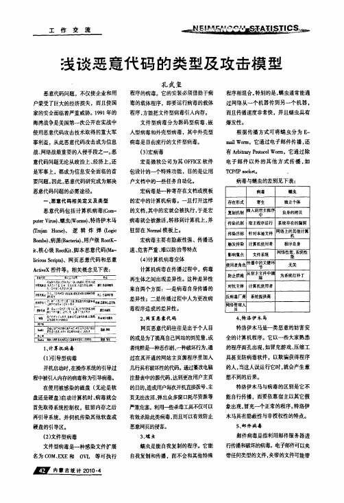 浅谈恶意代码的类型及攻击模型