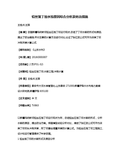 铅丝笼丁坝水毁原因综合分析及防治措施