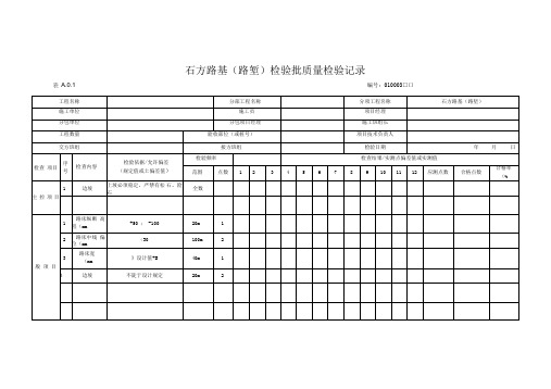 石方路基(路堑)检验批质量检验记录