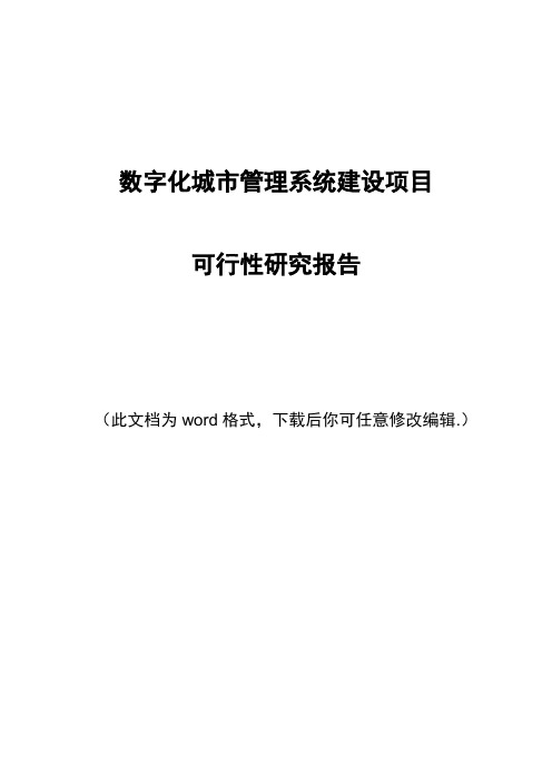 数字化城市管理系统建设项目可行性研究报告