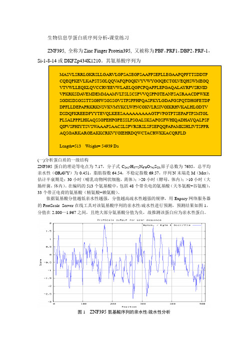 生物信息学-课堂练习作业生物信息学蛋白质序列分析-课堂练习