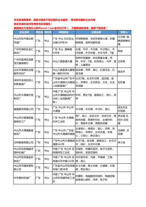 2020新版广东省中山背心工商企业公司名录名单黄页大全301家