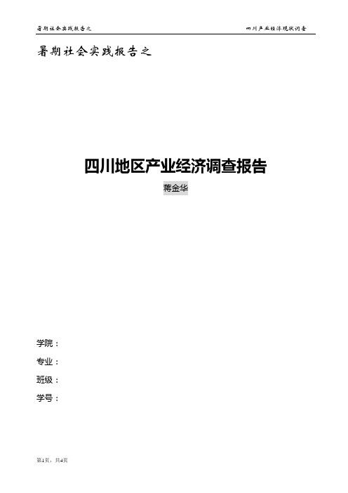 四川产业经济现状调查报告