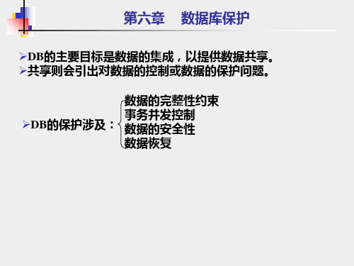 数据库系统原理及应用 丁忠俊 第六章 DB保护PPT课件