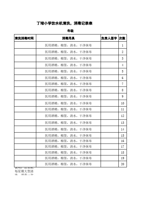 饮水机清洗消毒记录表